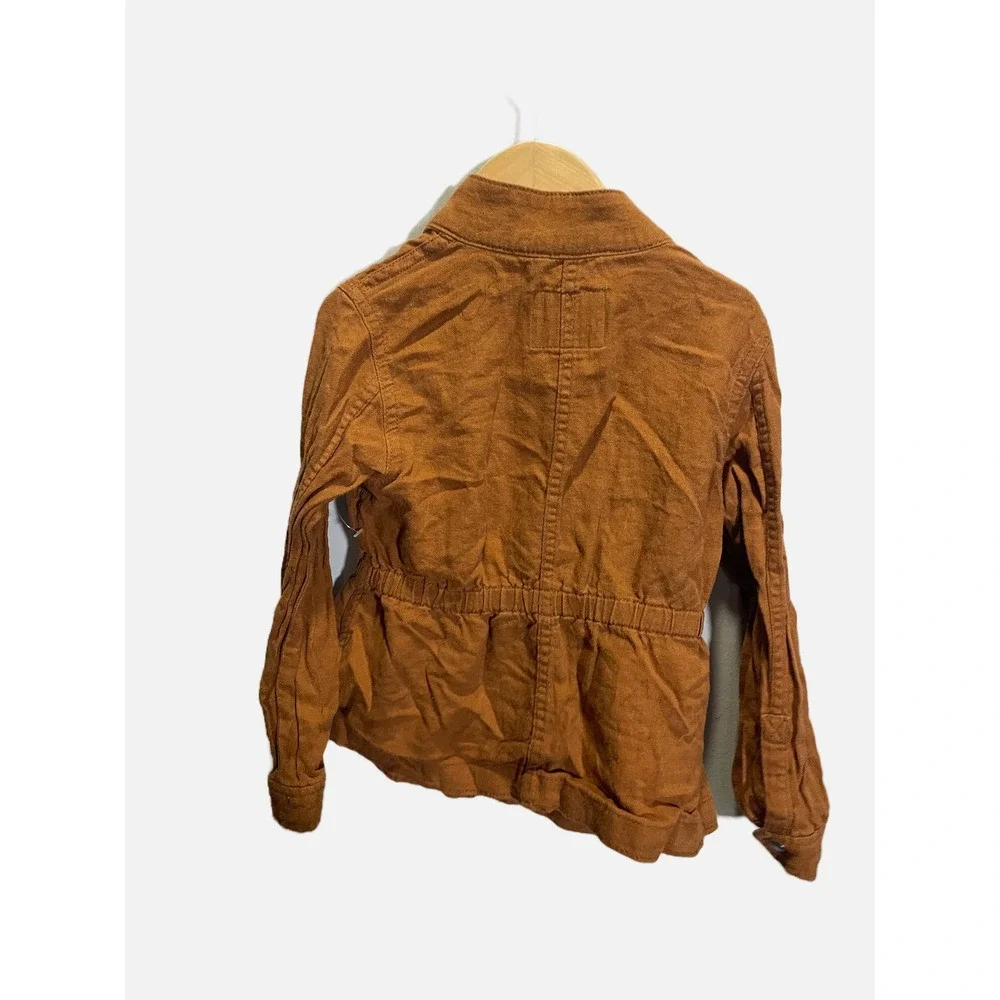 Old Navy Utility‎ Jacket Kids XS (5) Brown Snap Front Cinched Waist Field Coat